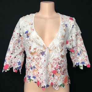 Chris McLaughlin Small button Lace Cardigan floral